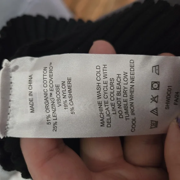 Quince Black Ribbed Long Sleeve Top - Picture 6 of 6